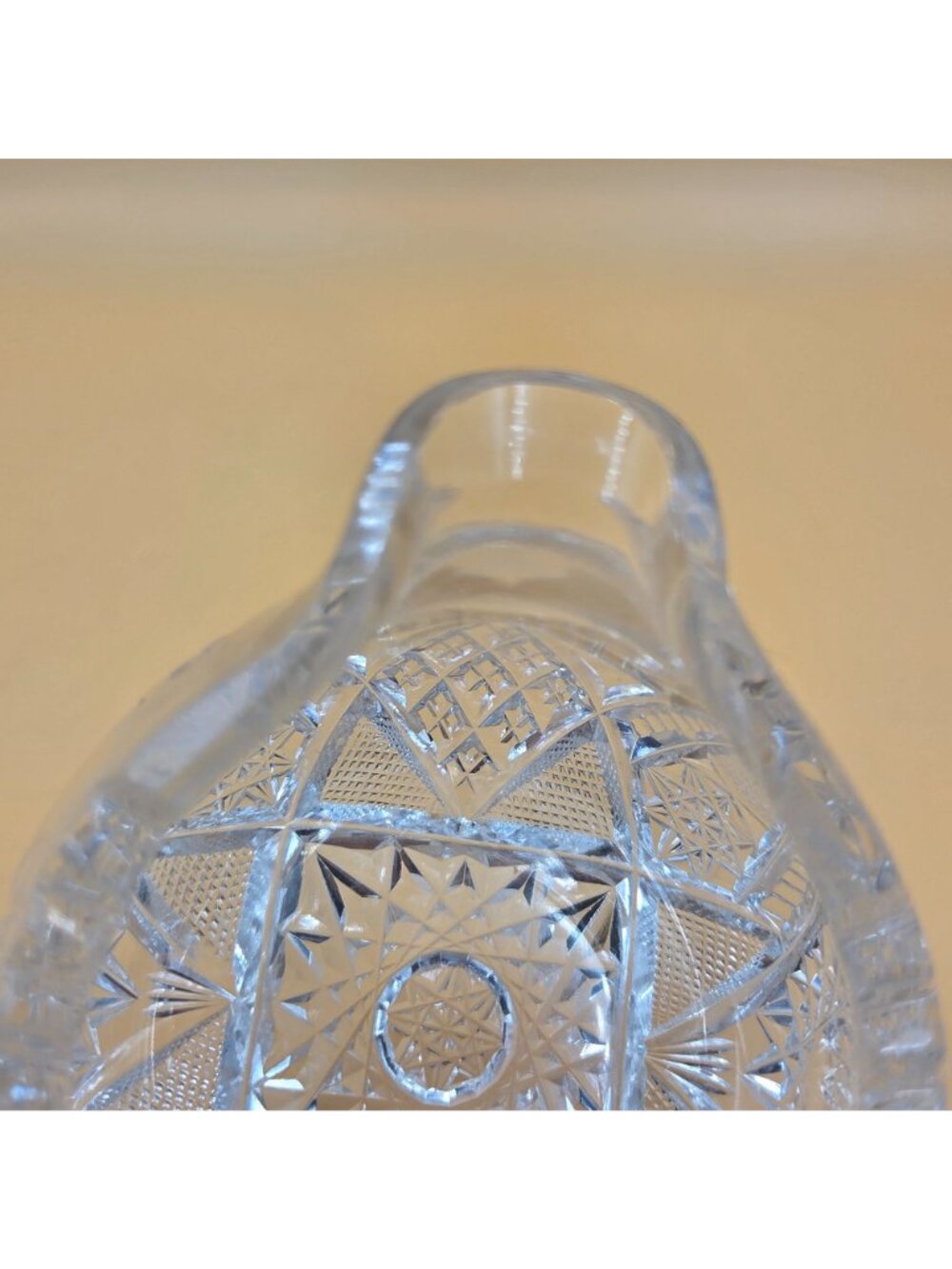 American Brilliant Cut Glass Sugar Creamer Set Hobstar Fan Crosshatch ABP - Picture 14 of 16